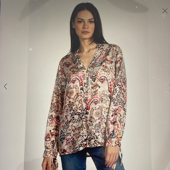 NWT JOHNNY WAS JUNGLE PAISLEY RASVANA BLOUSE - Picture 2 of 11
